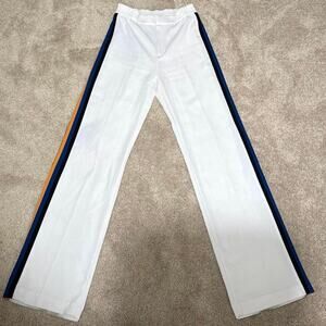 Zara woman elastic waist side stripe white pants with  buttons small